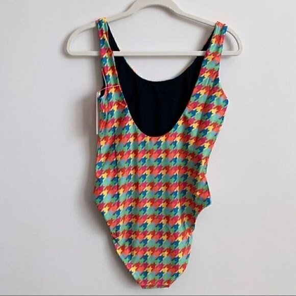 Terez Rainbow Women's Houndstooth One-piece Swim Wear, L Large - Picture 7 of 9